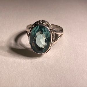 Blue topaz and sterling statement ring